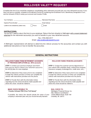 Rollover Valet Request Form