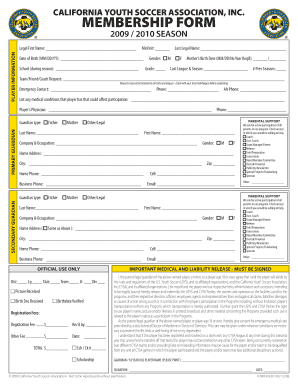 California Youth Soccer Association Membership Form