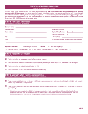 401(k) Participant Distribution Form