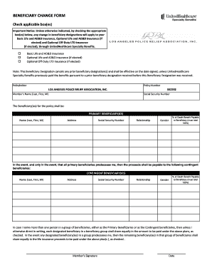 Beneficiary Change Form