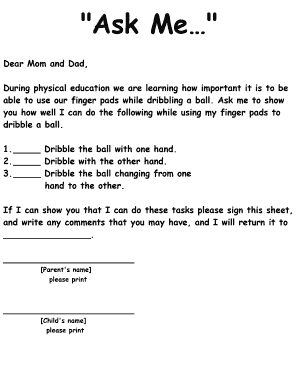 Physical Education Dribbling Skills Form