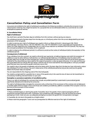 Cancellation Policy and Form