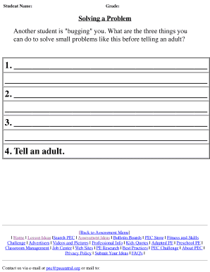 Student Problem Solving Worksheet