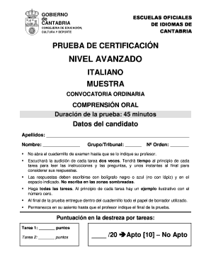 Prueba de Certificación Nivel Avanzado Italiano