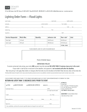 Lighting Order Form