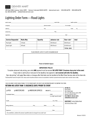 Lighting Order Form