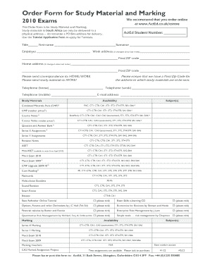 ActEd Study Material and Marking Order Form