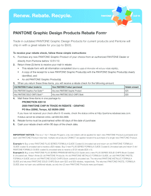 Pantone Graphic Design Products Rebate Form