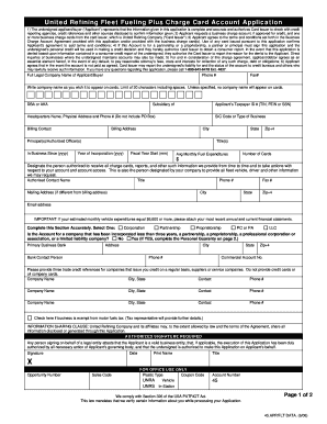 United Refining Fleet Fueling Plus Charge Card Account Application