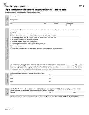 Application for Nonprofit Exempt Status—Sales Tax