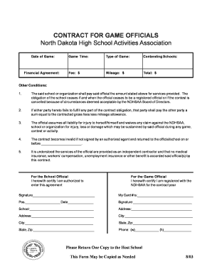 Contract for Game Officials