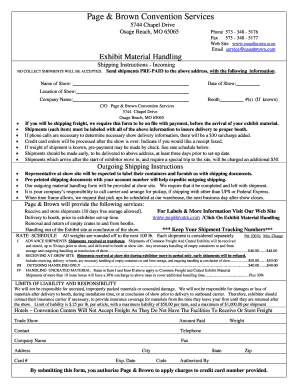 Exhibit Material Handling Instructions