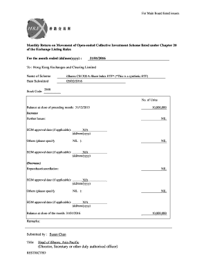 Monthly Return on Movement of Open-ended Collective Investment Scheme