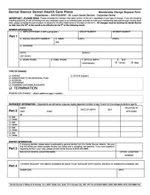 Dental Source Membership Change Request Form