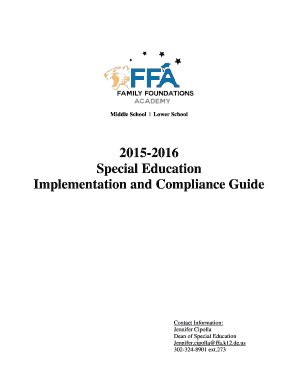 2015-2016 Special Education Implementation and Compliance Guide