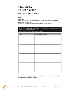 First Aid Checklist