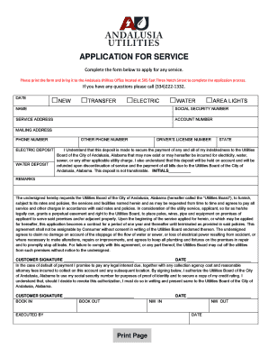 Application for Utility Service