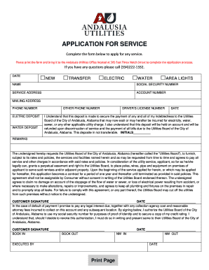 Application for Utility Service