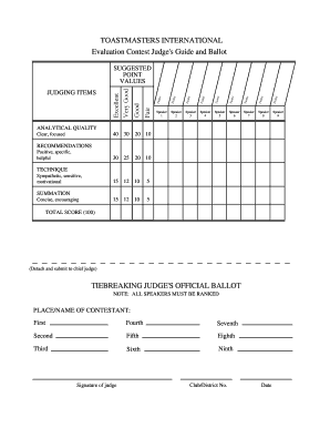 Toastmasters Evaluation Contest Judge's Guide