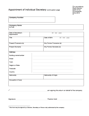 UK Company Secretary Appointment Form