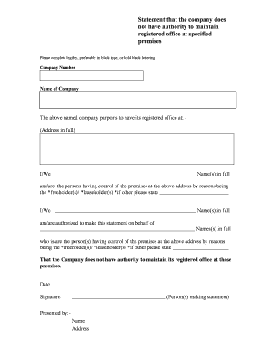 Company Registered Office Disclaimer Statement