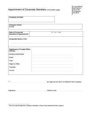 Corporate Secretary Appointment Form