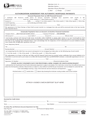 Automatic Mortgage Payment Authorization Agreement