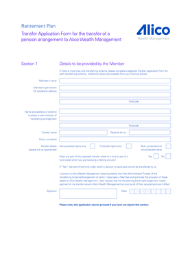 Retirement Plan Transfer Application Form