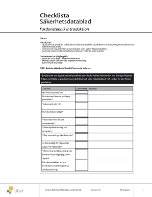 Safety Data Sheet Checklist