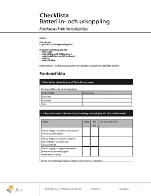 Vehicle Battery Disconnection Checklist