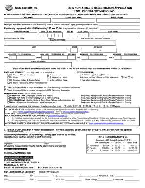 USA Swimming Non-Athlete Registration Application