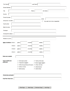 Child Care Referral Request Form