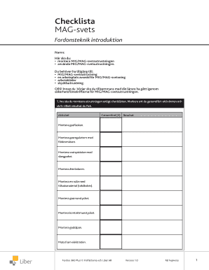 MIG/MAG Welding Checklist