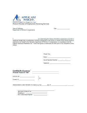Alabama Workers Compensation Records Release Form