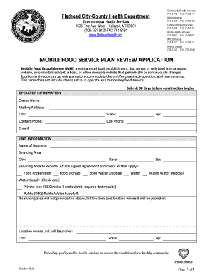 MOBILE FOOD SERVICE PLAN REVIEW APPLICATION