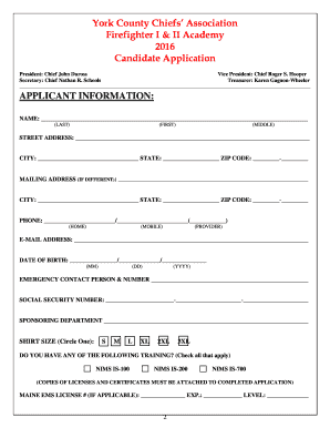 York County Chiefs Association Firefighter I amp II Academy