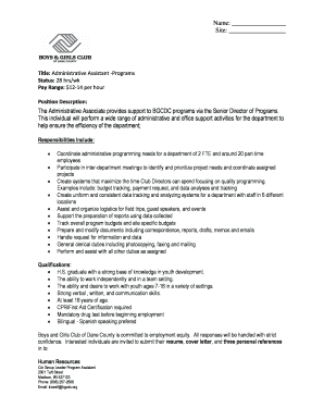 The Administrative Associate provides support to BGCDC