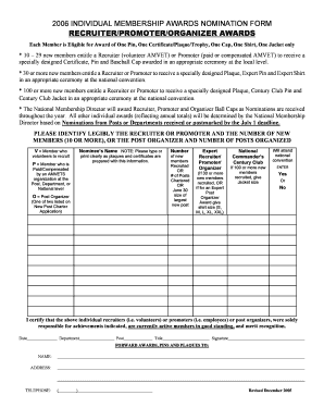 AMVETS Membership Awards Nomination Form