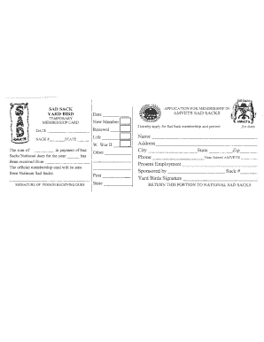 Sad Sack Membership Application