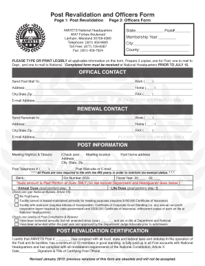 AMVETS Post Revalidation Form