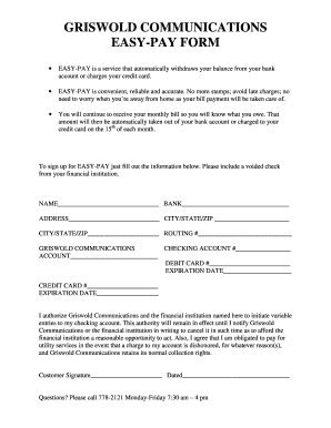 Griswold Communications Easy-Pay Form