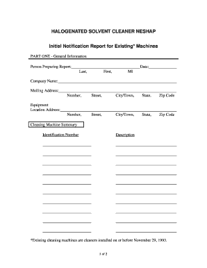 HaloGenated Solvent Cleaner NESHAP Compliance Form