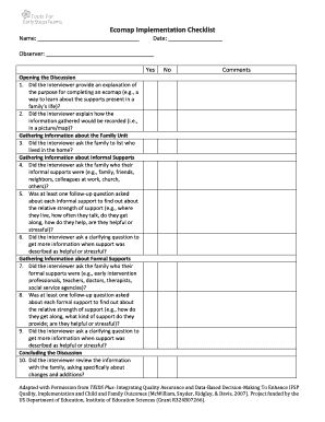 Ecomap Implementation Checklist