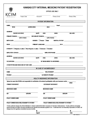 Kansas City Internal Medicine Patient Registration