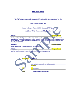 Motor Vehicle Record Certification Form