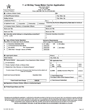 Texas Motor Carrier Application