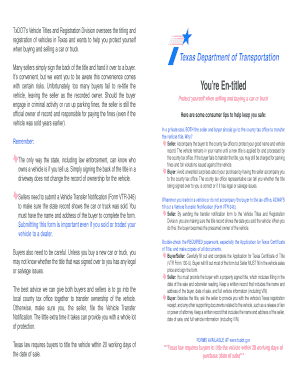 Texas Vehicle Transfer Notification Form VTR-346