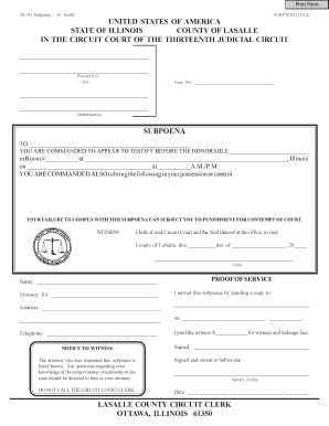 Subpoena to Testify