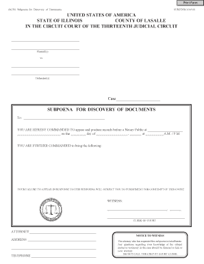 Subpoena for Discovery of Documents