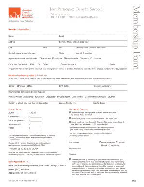 ADHA Membership Application Form